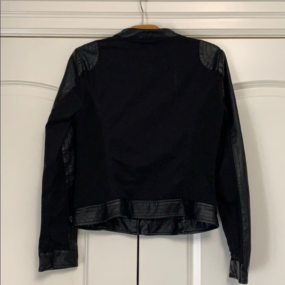 ❤️Blanc Noir Moto Jacket Faux Leather Zippers M - Picture 3 of 3
